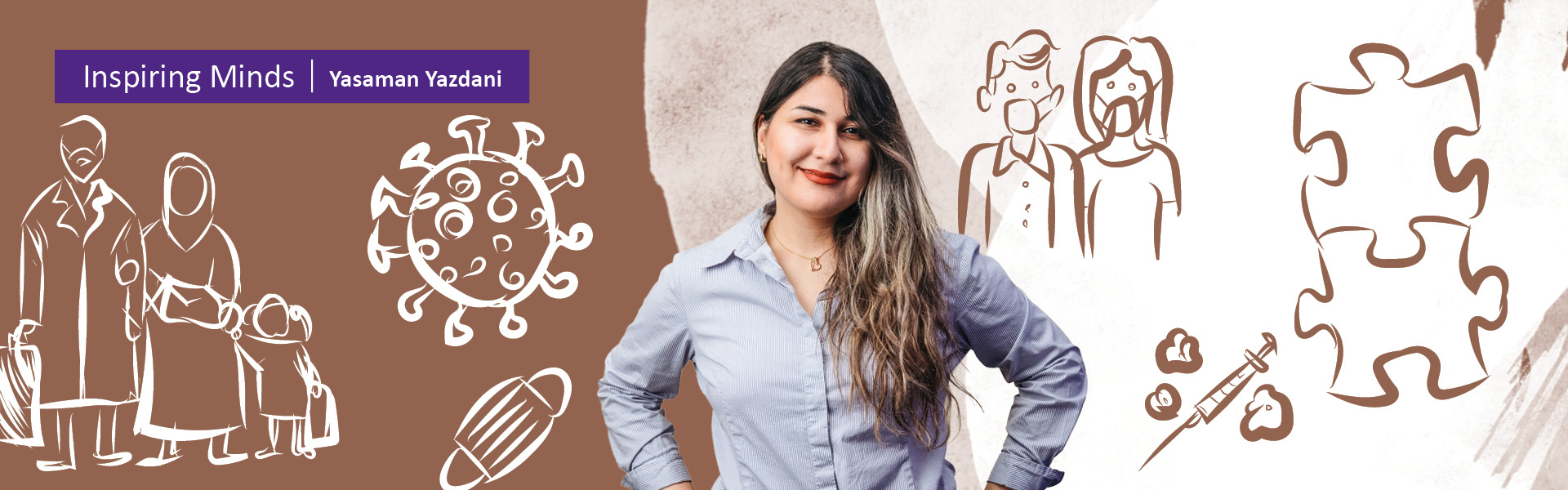 Photo of MSc Candidate Yasaman Yazdani with illustrated background