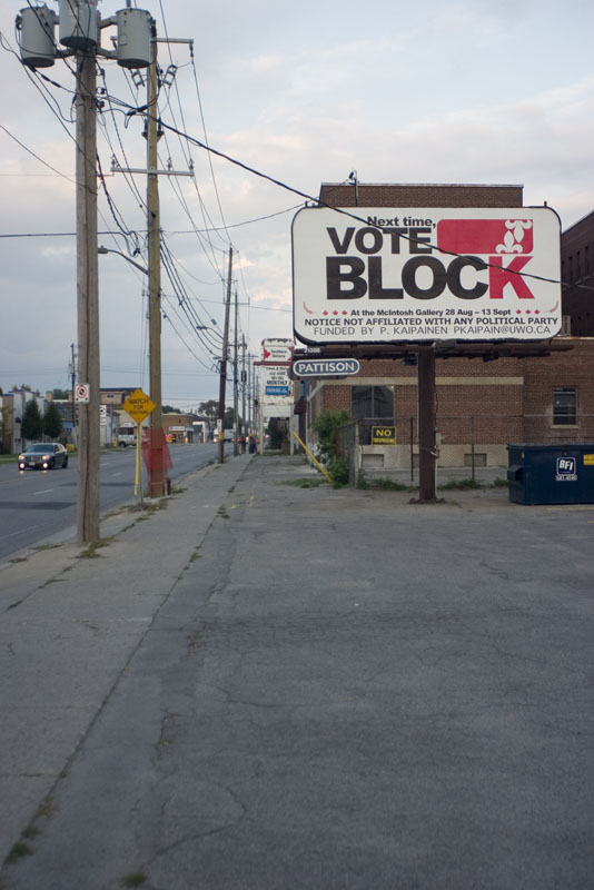 MFA Thesis Exhibition: Patrick Kaipainen - Next Time Vote Block, billboard installation (2009)